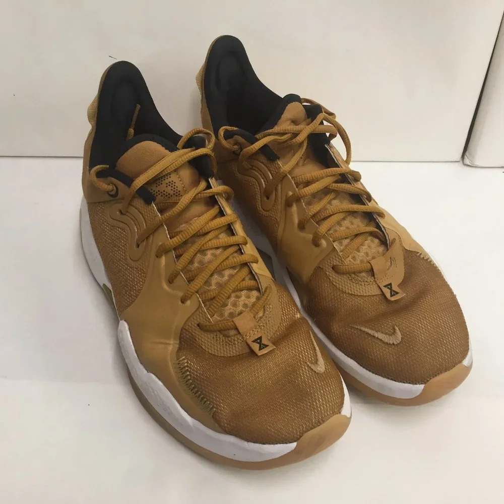 Sneakers Shoes Nike PG 5 Paul George Metallic Gold Wheat Basketball 11.5 - Picture 1 of 16